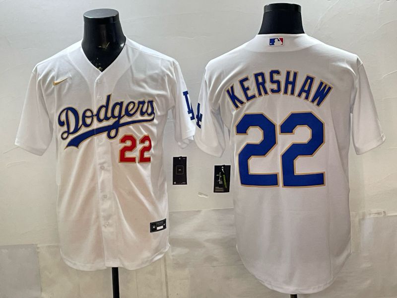 Men Los Angeles Dodgers #22 Kershaw White blue Game 2026 Nike MLB Jersey style 0069->los angeles dodgers->MLB Jersey